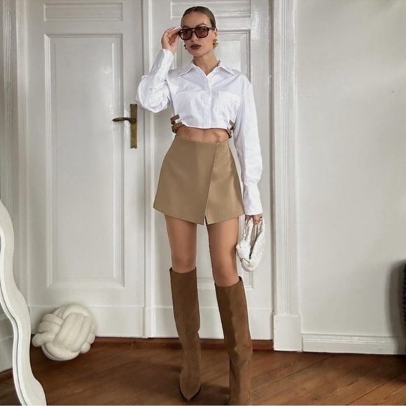 🦋 Bloggers’ Favorite 🦋 ZARA BELTED CROPPED GABARDINE SHIRT ZW COLLECTION SZ M - Picture 8 of 13